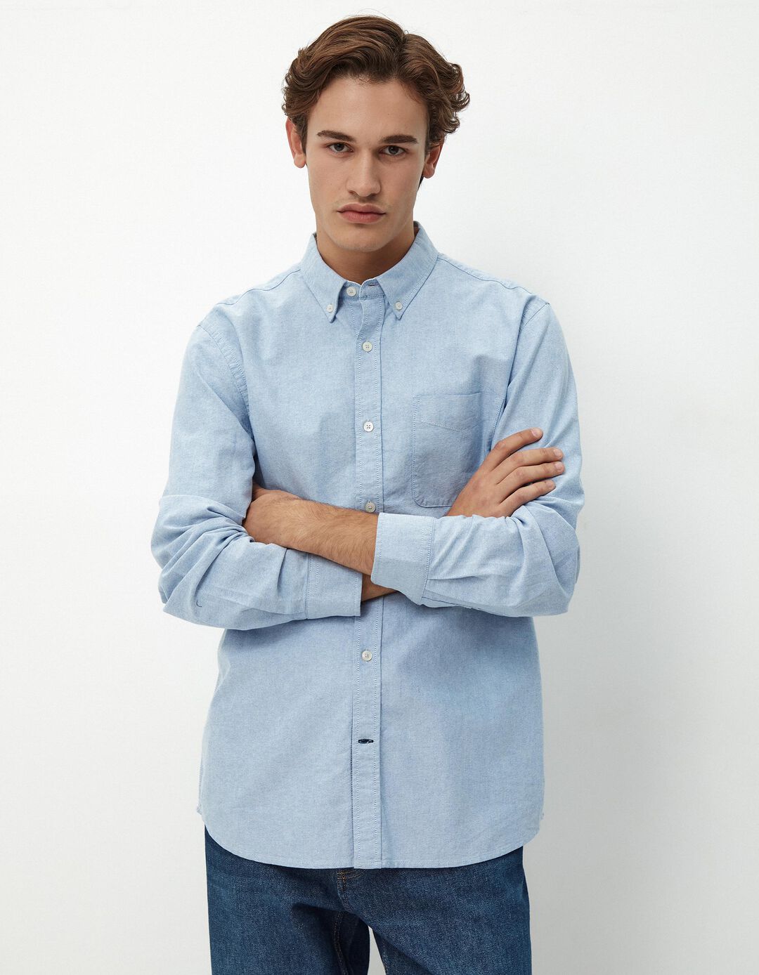 Camisa de Manga Comprida Oxford, Homem, Azul Claro