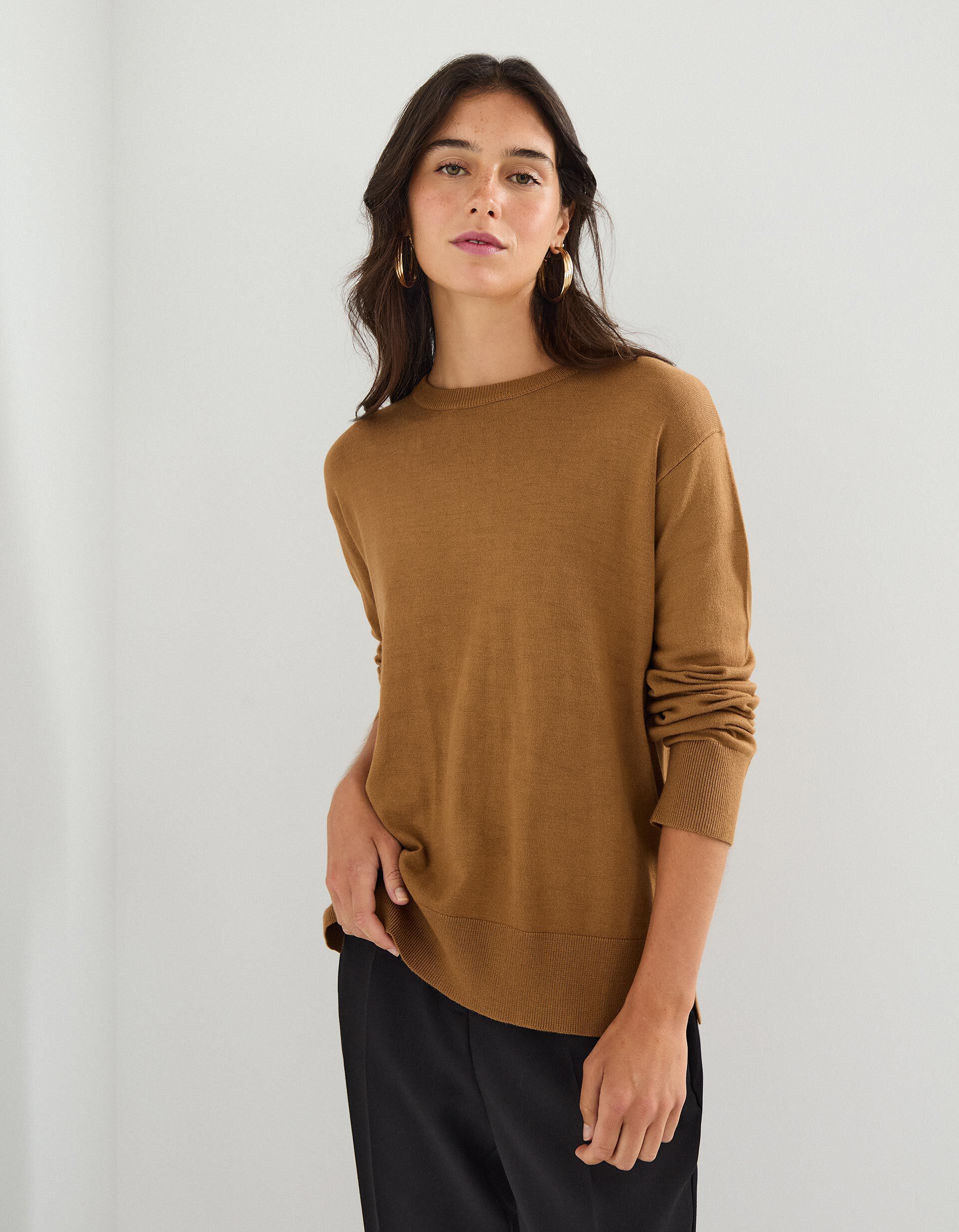 Comprar Online Camisola de Malha, Mulher, Castanho Claro