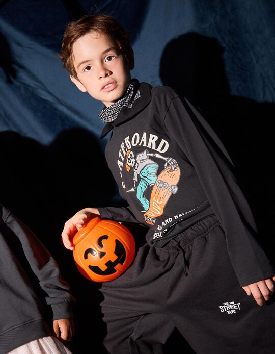 Comprar Online T-shirt de Manga Comprida 'Halloween', Menino, Preto