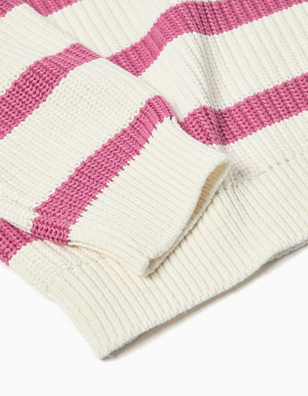 Camisola de Malha com Riscas, Menina, Rosa Escuro 