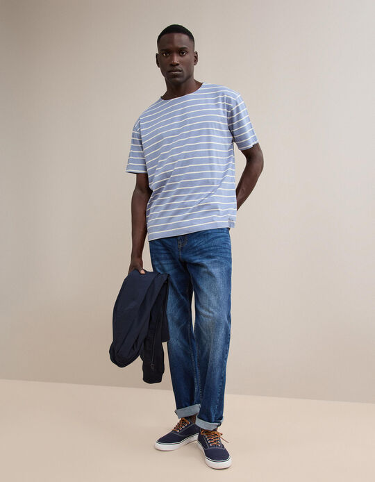 Comprar Online T-shirt &Agrave;s Riscas, Homem, Azul