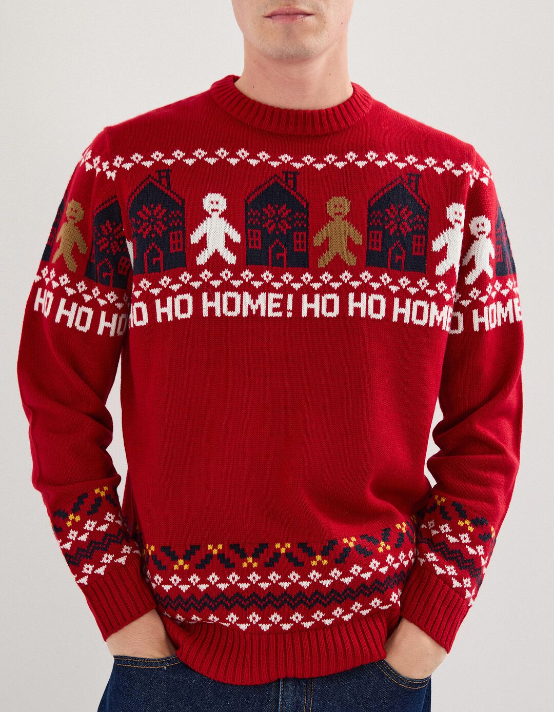 Camisola Natal de Malha, Homem, Vermelho