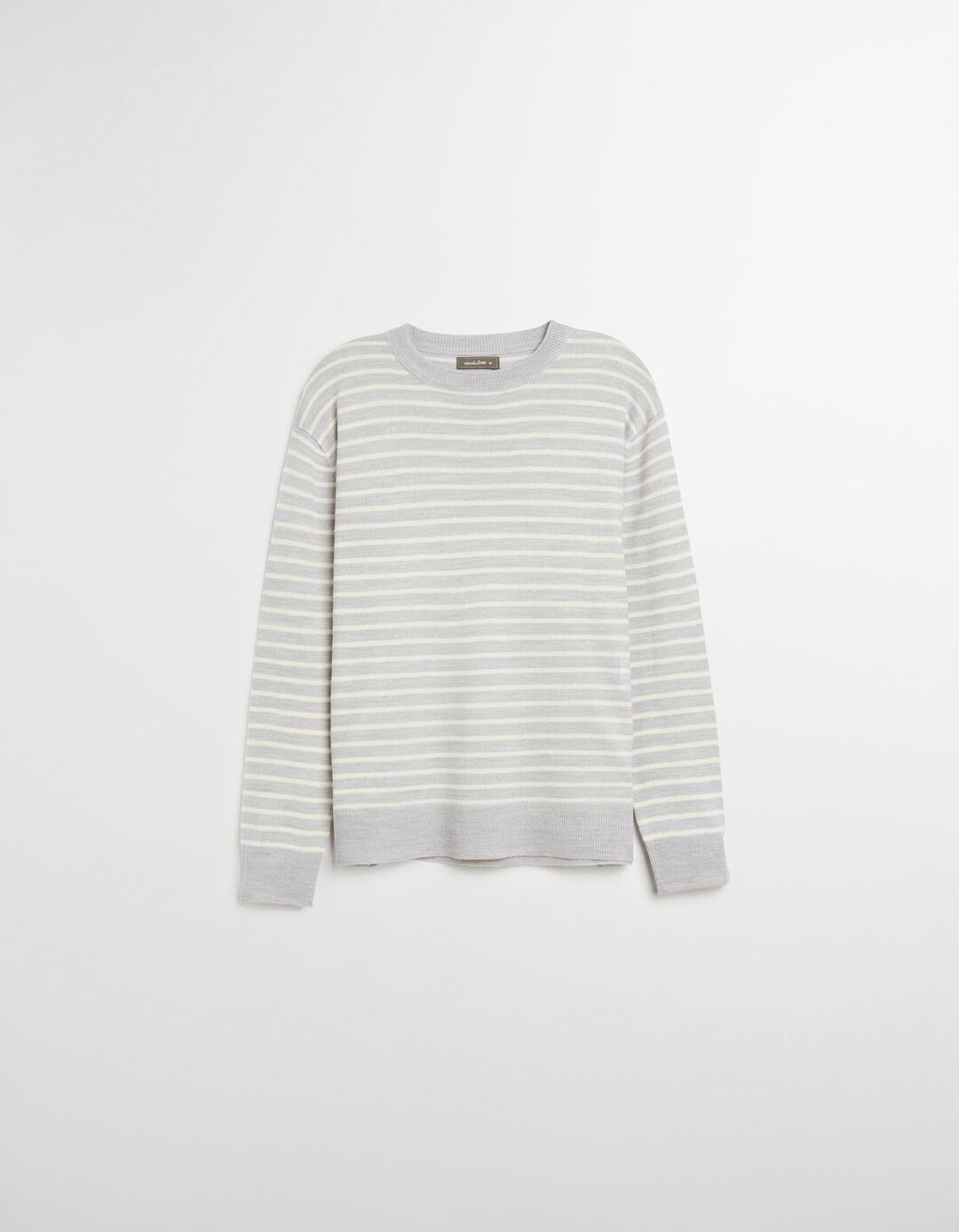 Camisola de Malha com Riscas, Mulher, Cinzento Claro