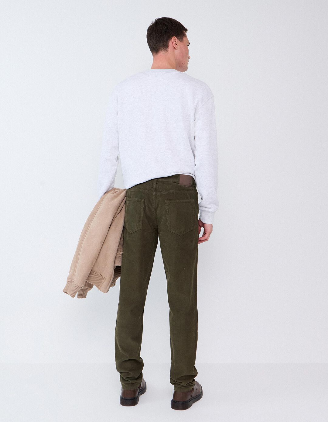 Cal&ccedil;as De Bombazina Slim-Fit, Homem, Verde Escuro