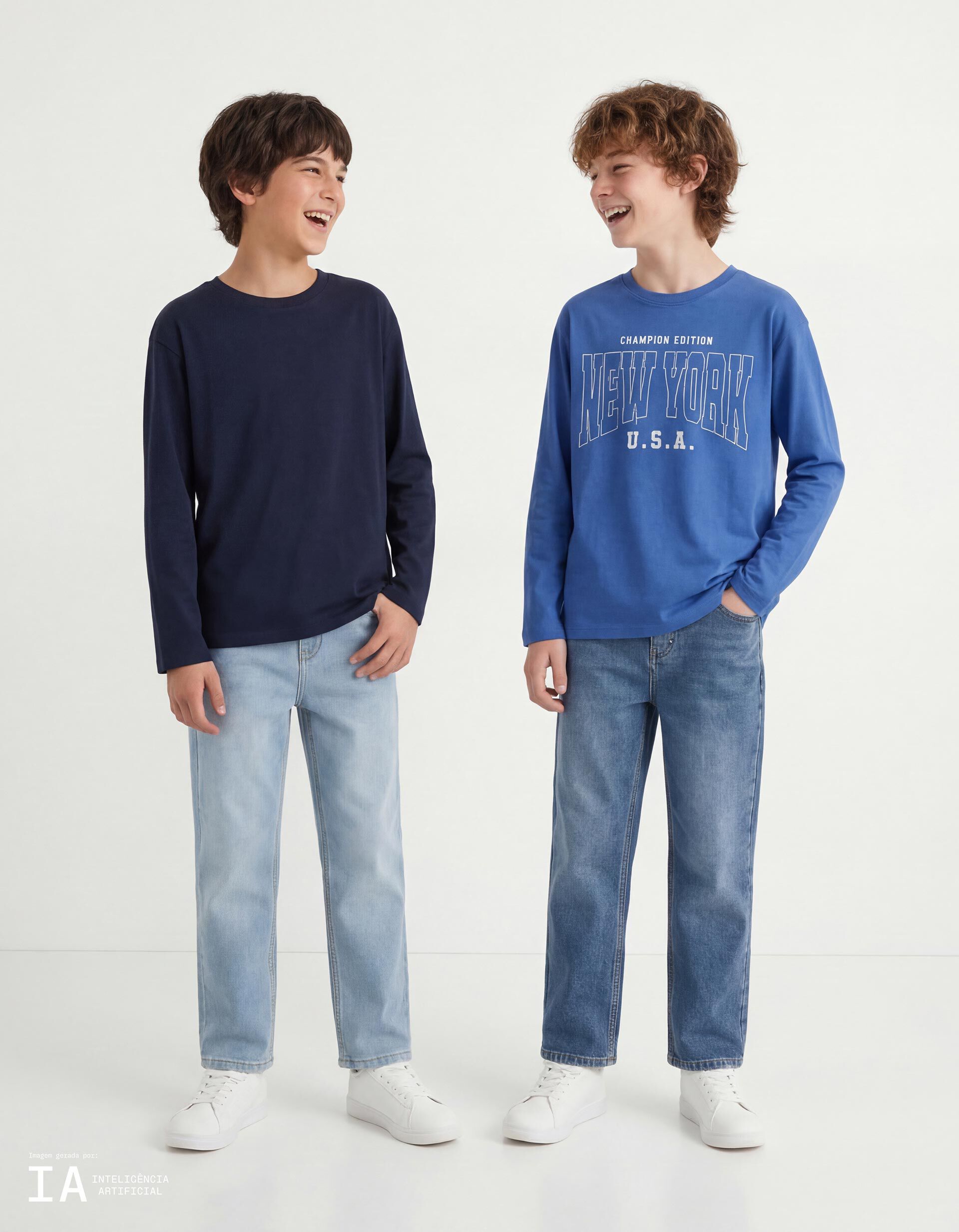 Comprar Online Pack 2 T-shirts Manga Comprida, Menino, Azul