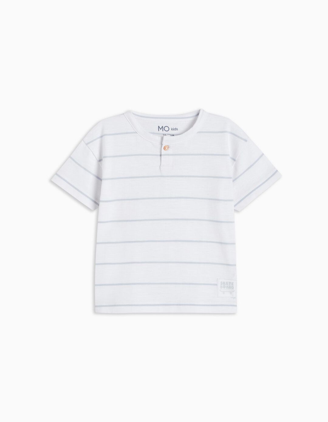 Striped Organic Cotton T-shirt, Baby Boys, Light Blue