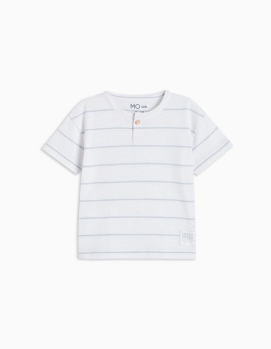 Comprar Online Striped Organic Cotton T-shirt, Baby Boys, Light Blue