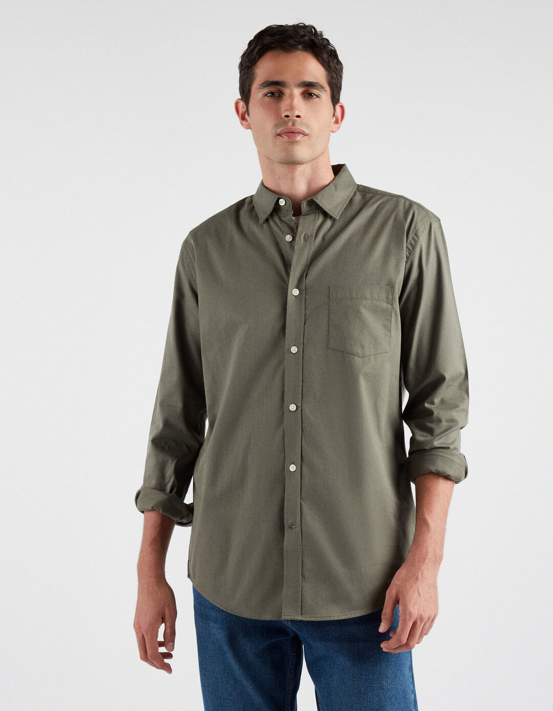 Camisa Sarja 'Regular Fit', Homem, Verde