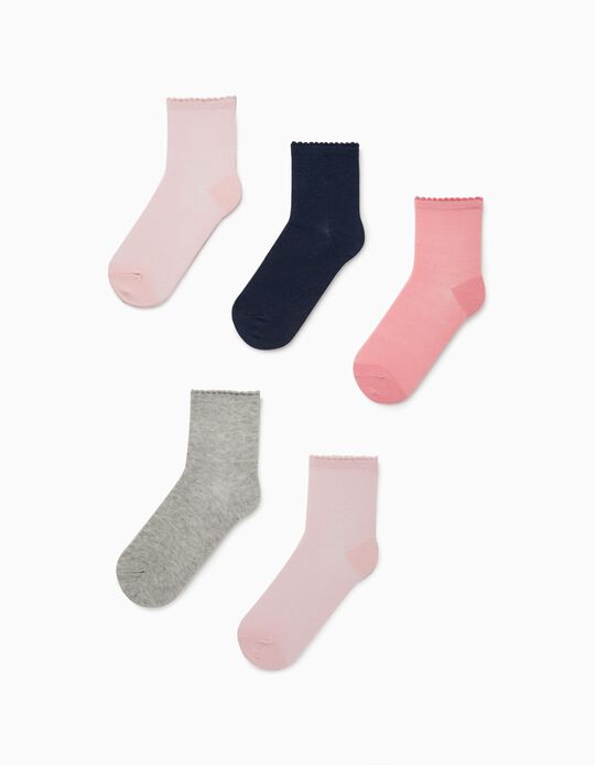 5 Pairs of Socks for Girls, Multicoloured
