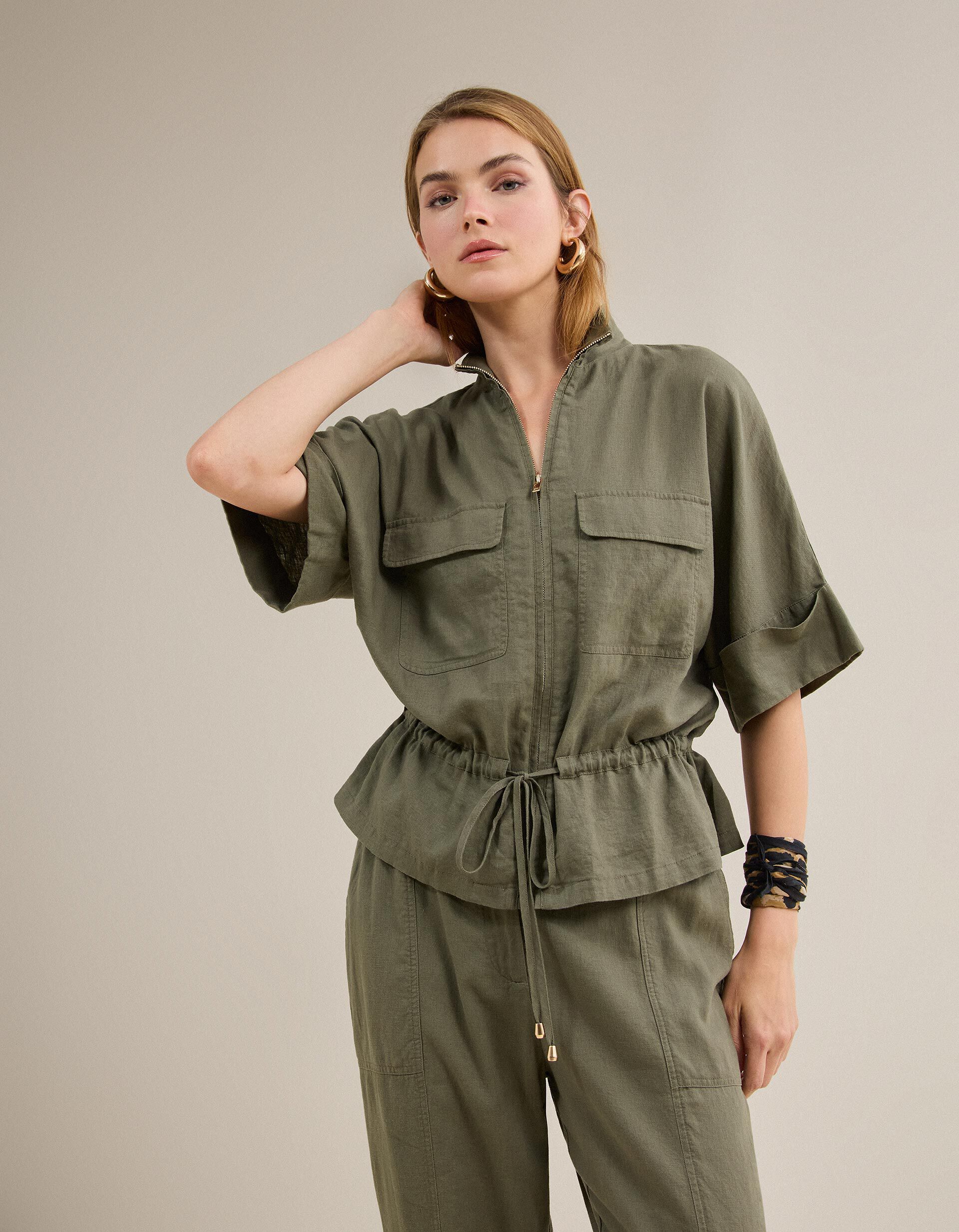 Comprar Online Casaco Com Linho, Mulher, Verde