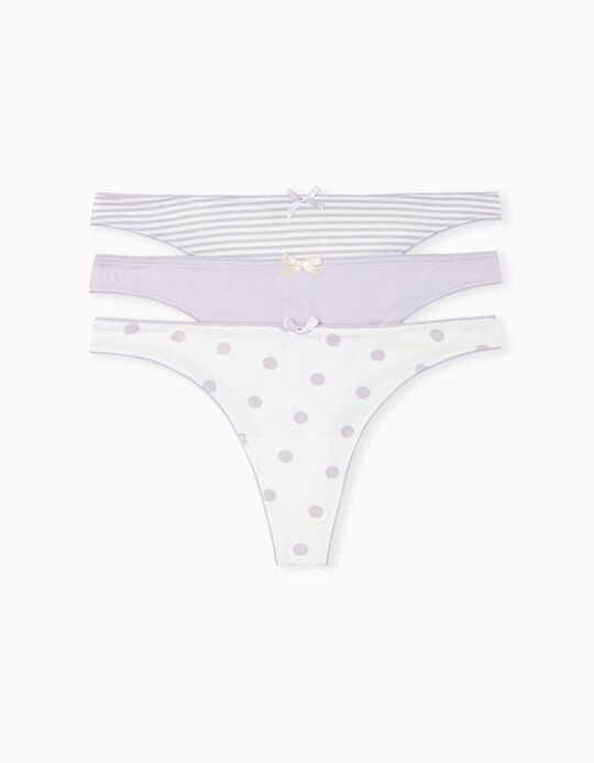 3 Thongs, Women, White/ Lilac
