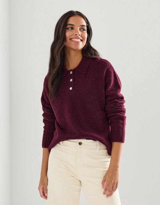 Comprar Online Polo em Malha, Mulher, Vermelho Escuro