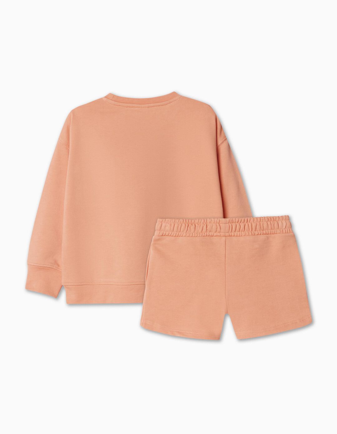 Shorts + Felpa Sweatshirt Set, Girls, Light Orange