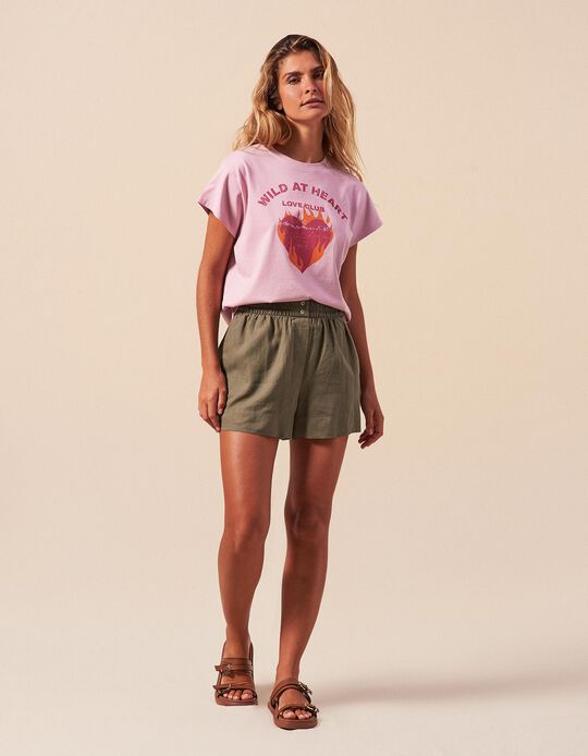 Comprar Online Cal&ccedil;&otilde;es com Linho, Mulher, Verde Escuro