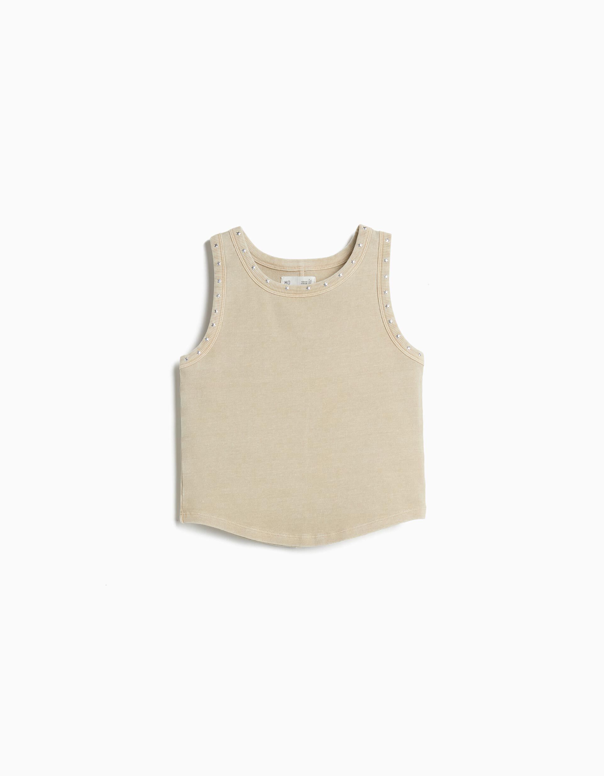 Comprar Online Top de Malha Canelada, Menina, Bege
