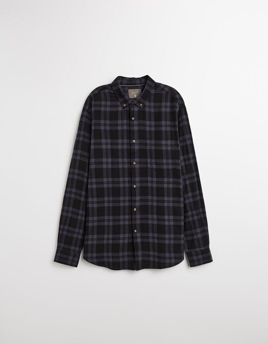 Comprar Online Camisa Flanela de Xadrez, Homem, Azul Escuro