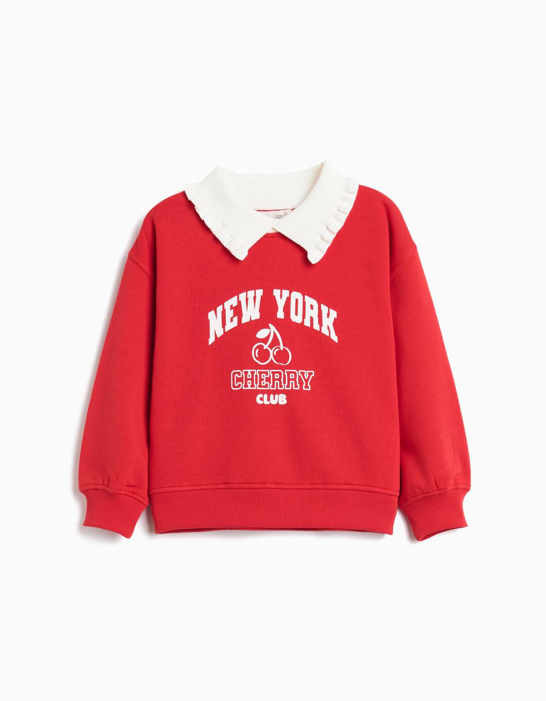Sweatshirt com Gola, Menina, Vermelho 