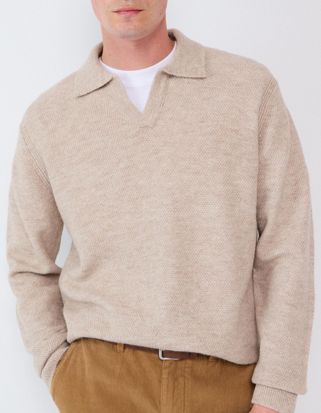 Camisola De Malha, Homem, Bege
