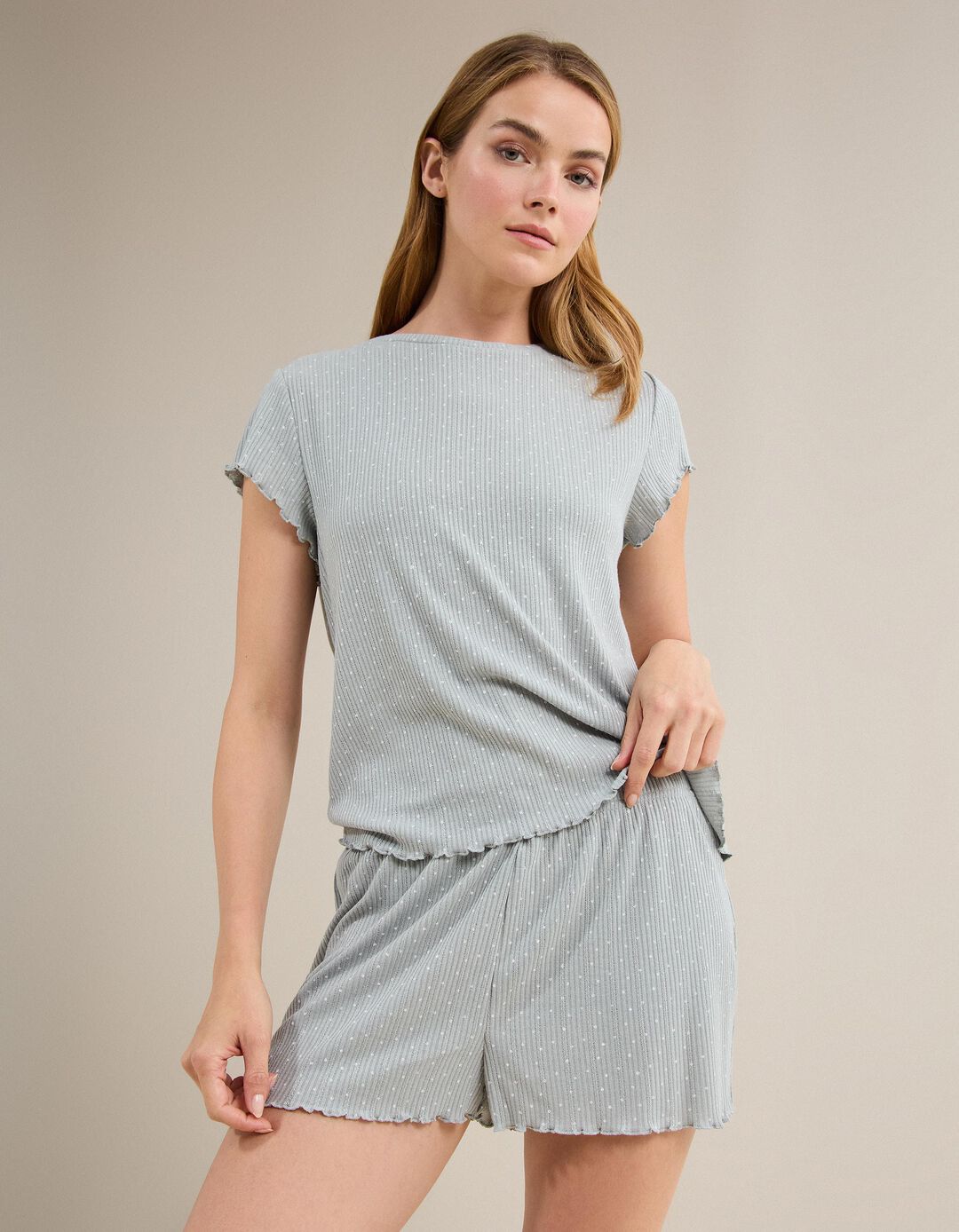 Pijama Estampado, Mulher, Verde Claro