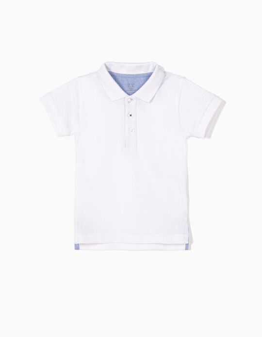 Polo Piqu&eacute; para Beb&eacute; Menino, Branco