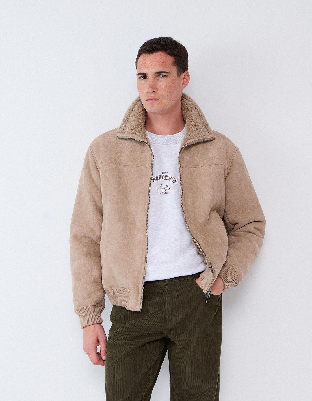 Casaco De Pele Shearling, Homem, Bege