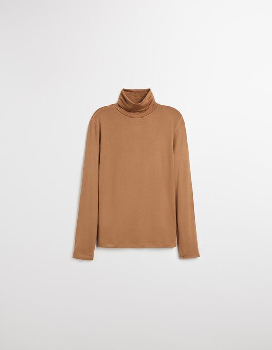Comprar Online Camisola com Gola Alta, Mulher, Bege Escuro 