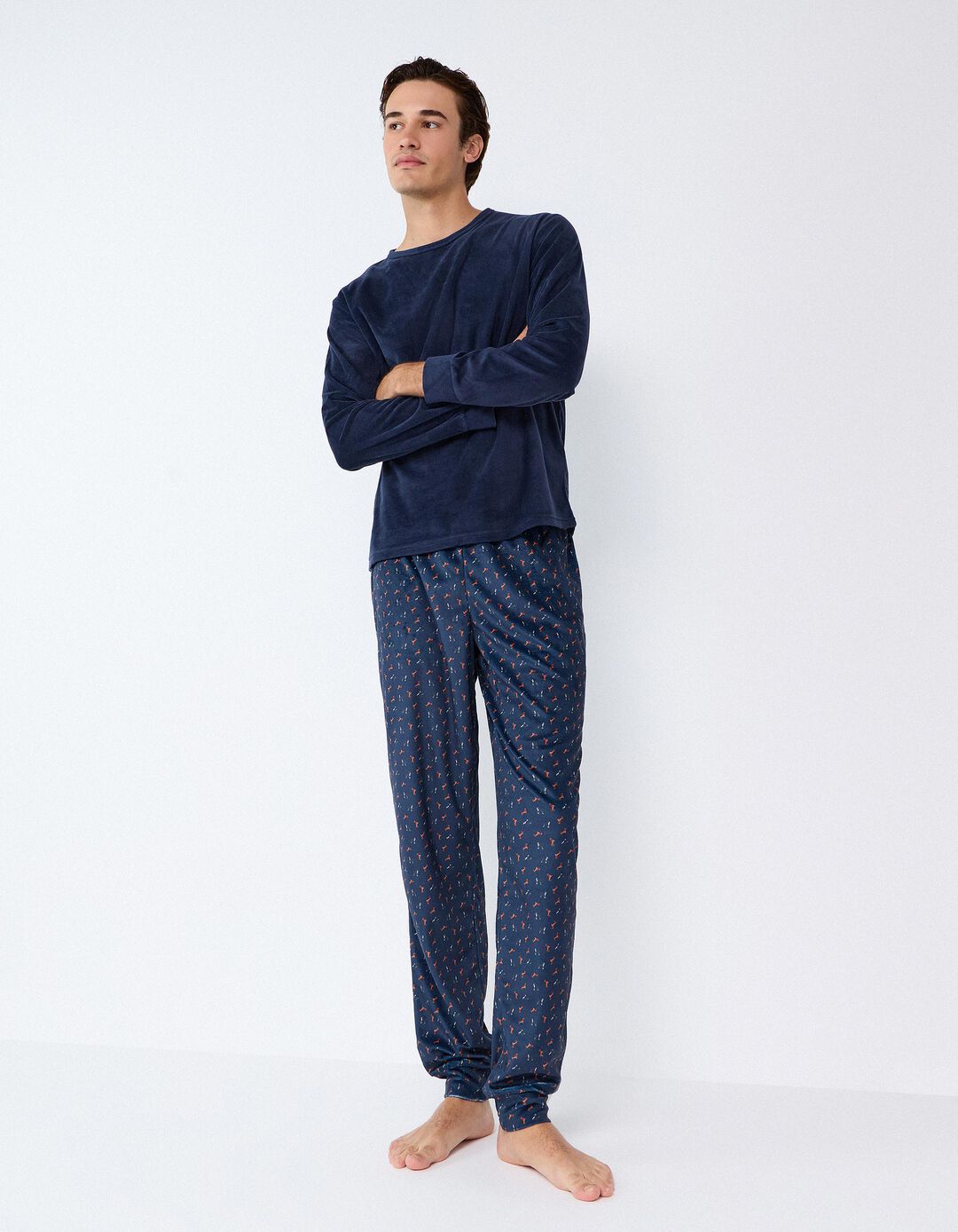 Pijama De Veludo, Homem, Azul Escuro