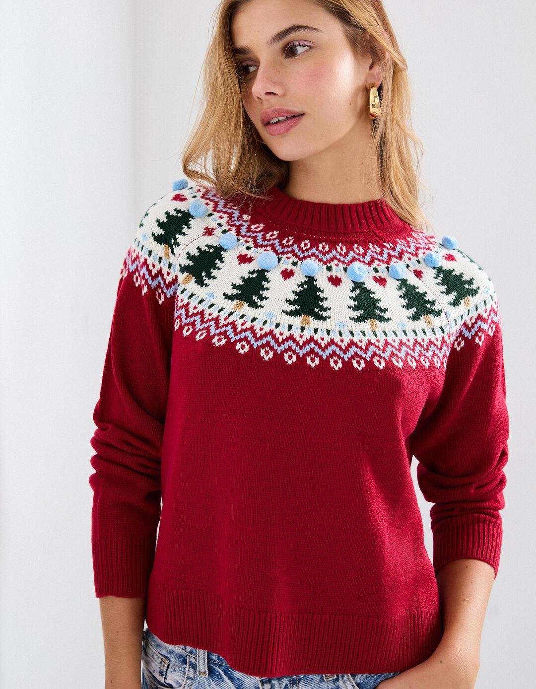 Camisola Natal de Malha, Mulher, Vermelho
