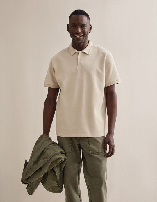 Comprar Online Polo Waffle, Homem, Bege Claro