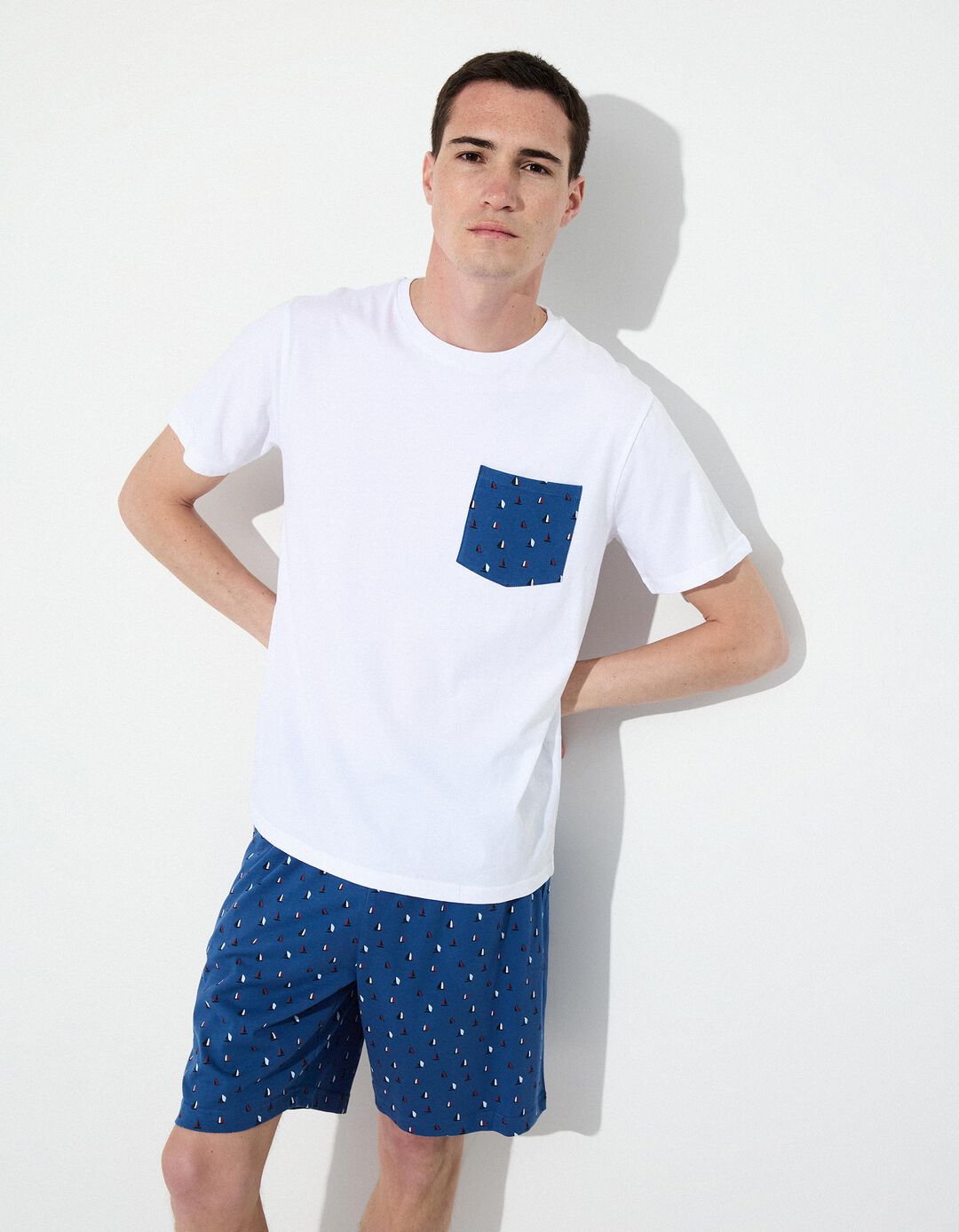 Pijama com Bolso, Homem, Branco 