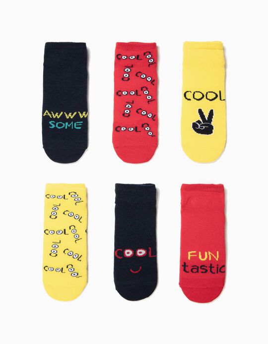 6 Pares de Meias Curtas para Menino 'Cool', Multicolor