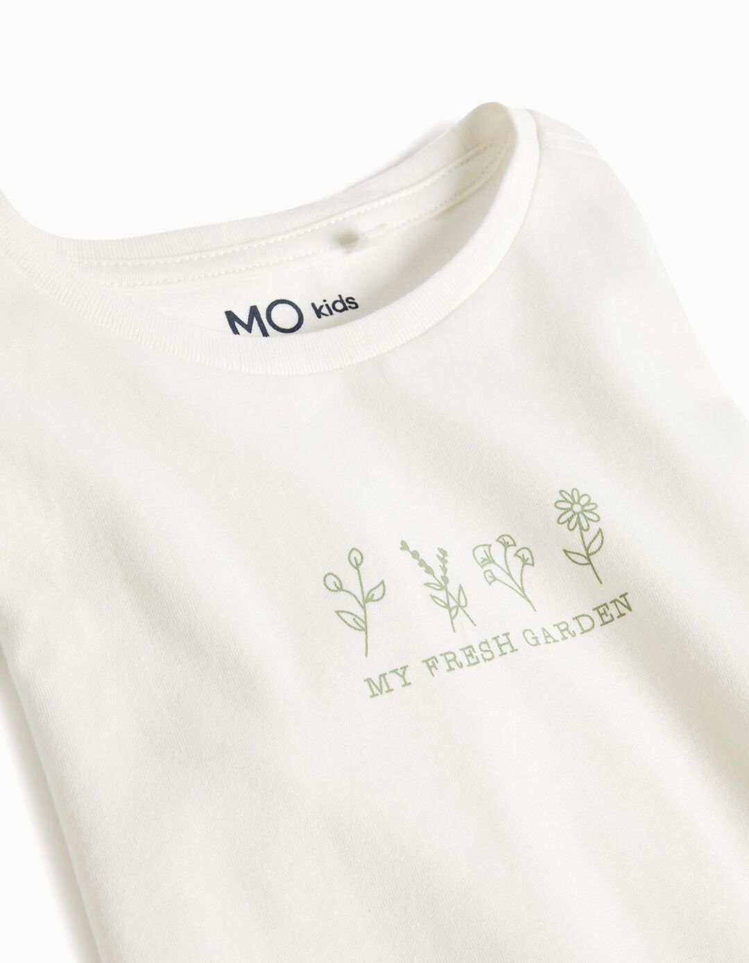 Printed Long Sleeve T-shirt, Girl, White