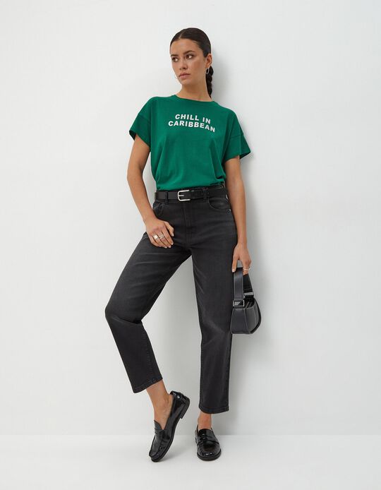 Comprar Online Calças de Ganga Mom, Mulher, Preto