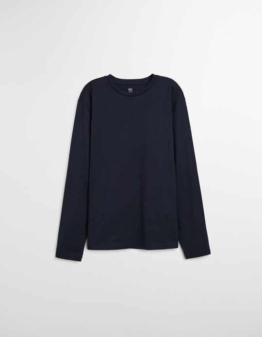 Comprar Online T-shirt de Manga Comprida, Homem, Azul Escuro