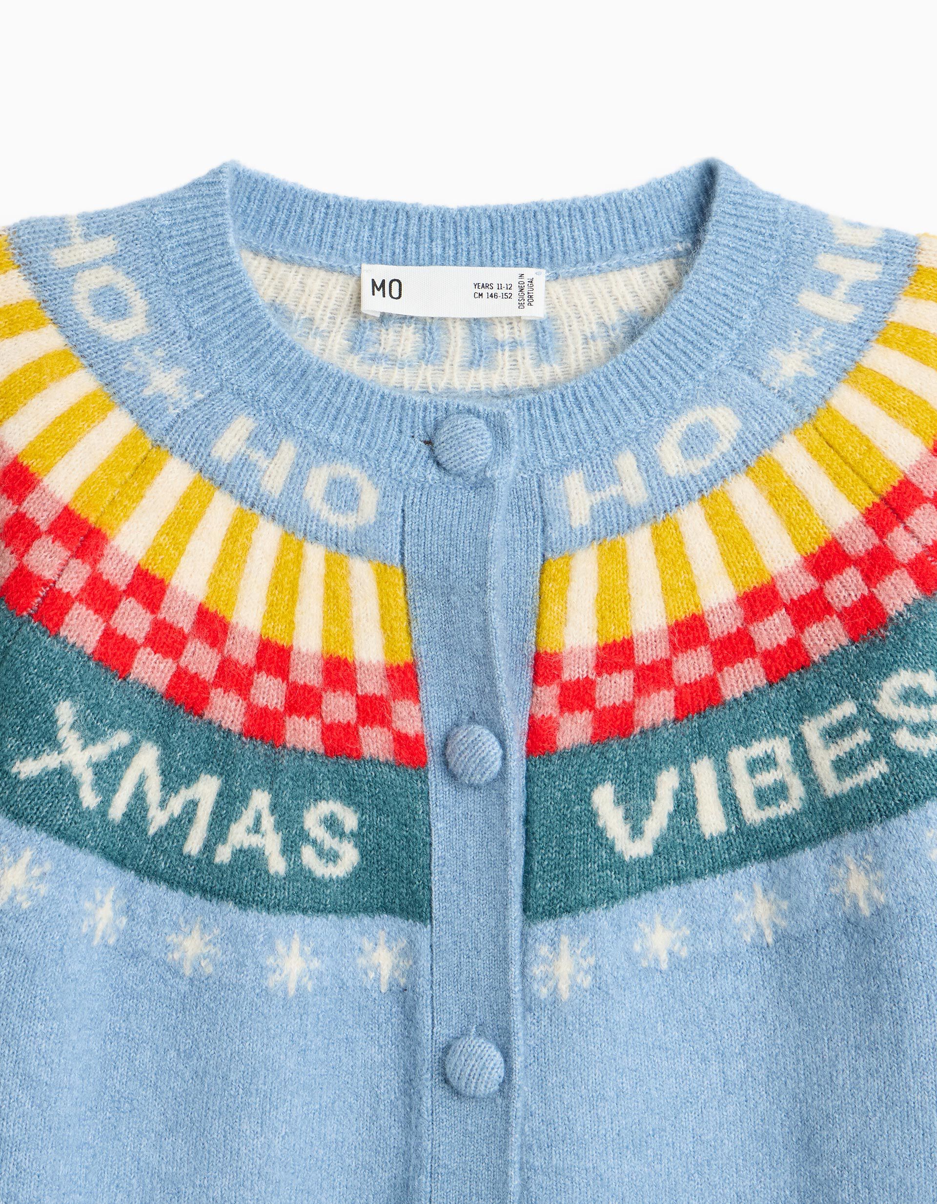 Comprar Online Casaco De Malha De Natal, Menina, Azul Claro
