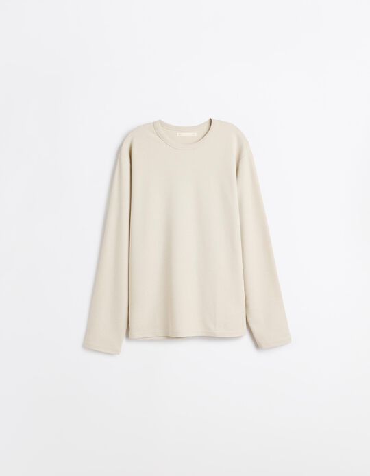 Comprar Online Camisola Efeito Waffle, Homem, Bege Claro