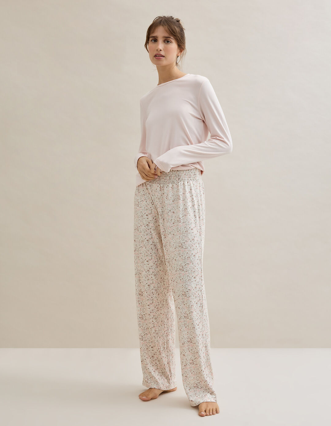 Pijama Flores, Mulher, Rosa Claro 