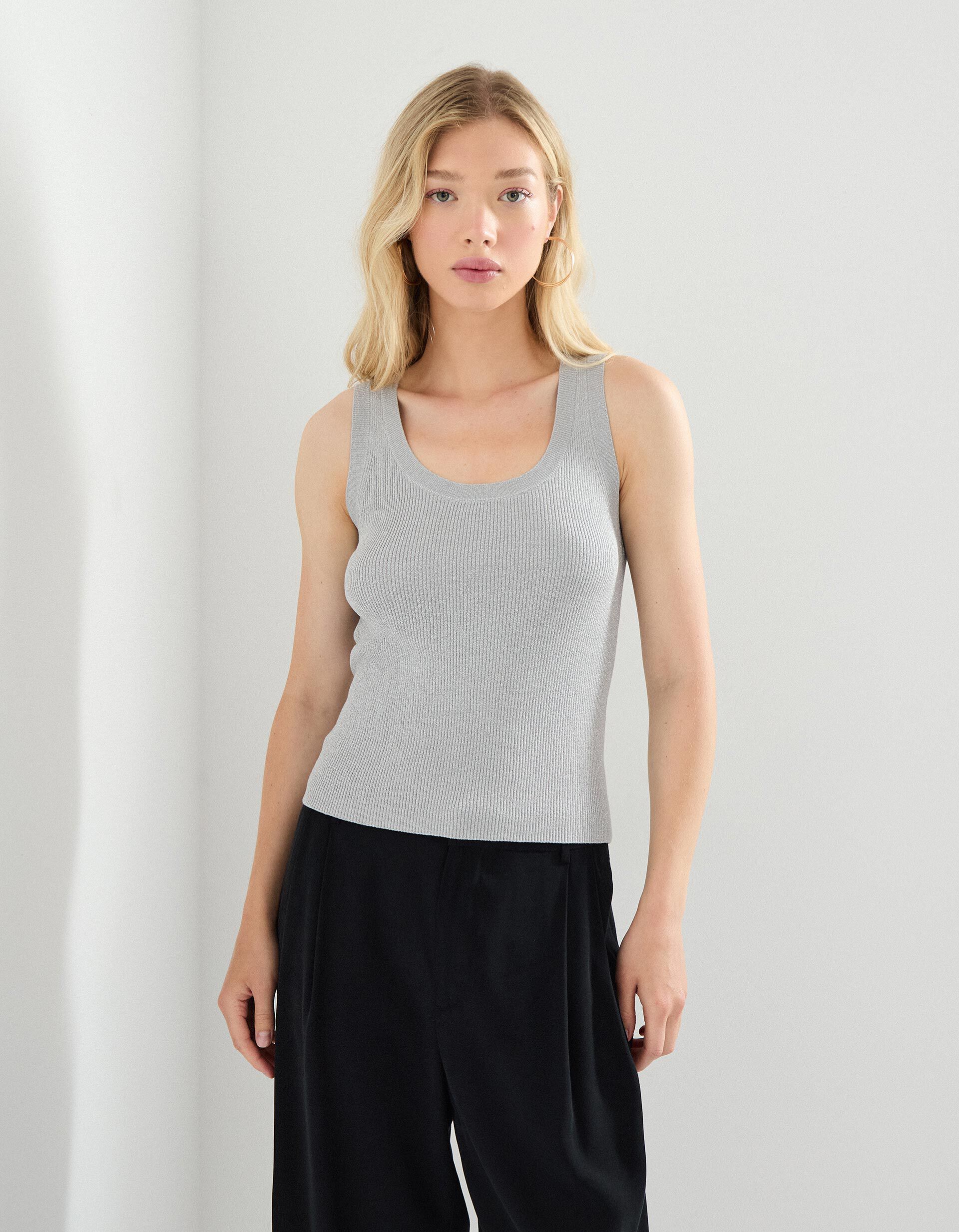 Comprar Online Top Lurex, Mulher, Cinzento