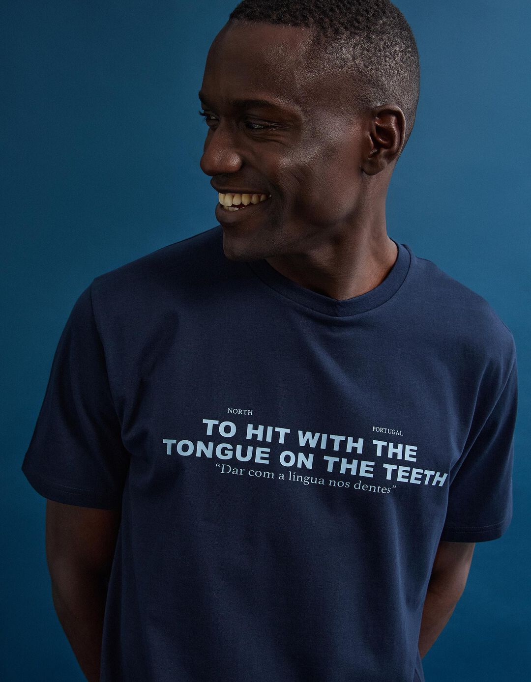 T-shirt Jersey Estampada, Homem, Azul Escuro