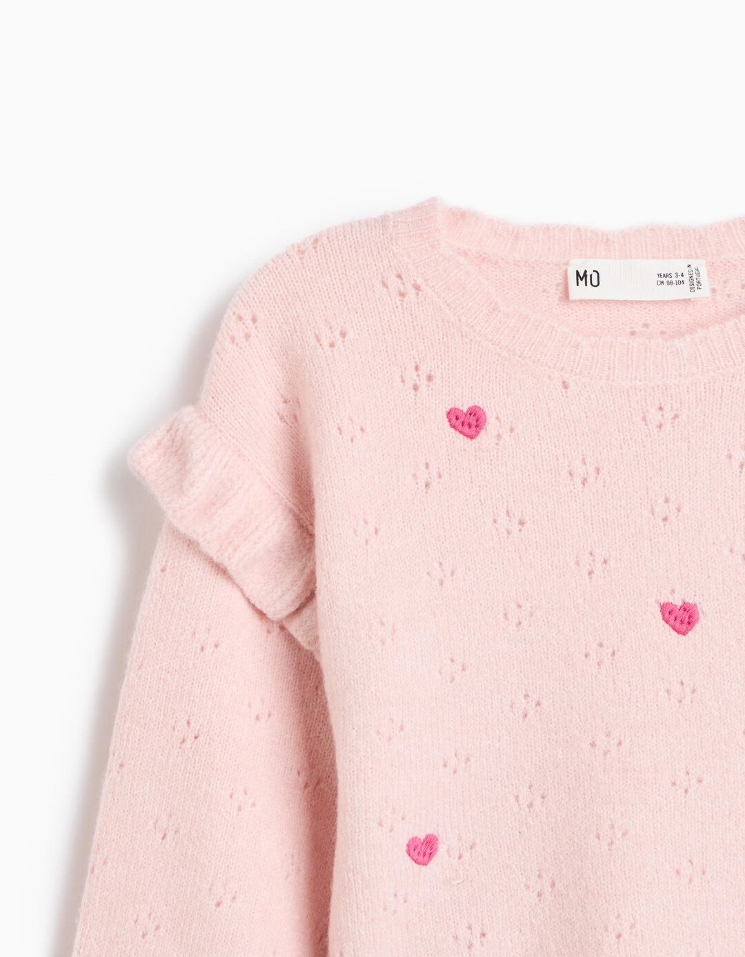 Camisola Bordada, Menina, Rosa Claro