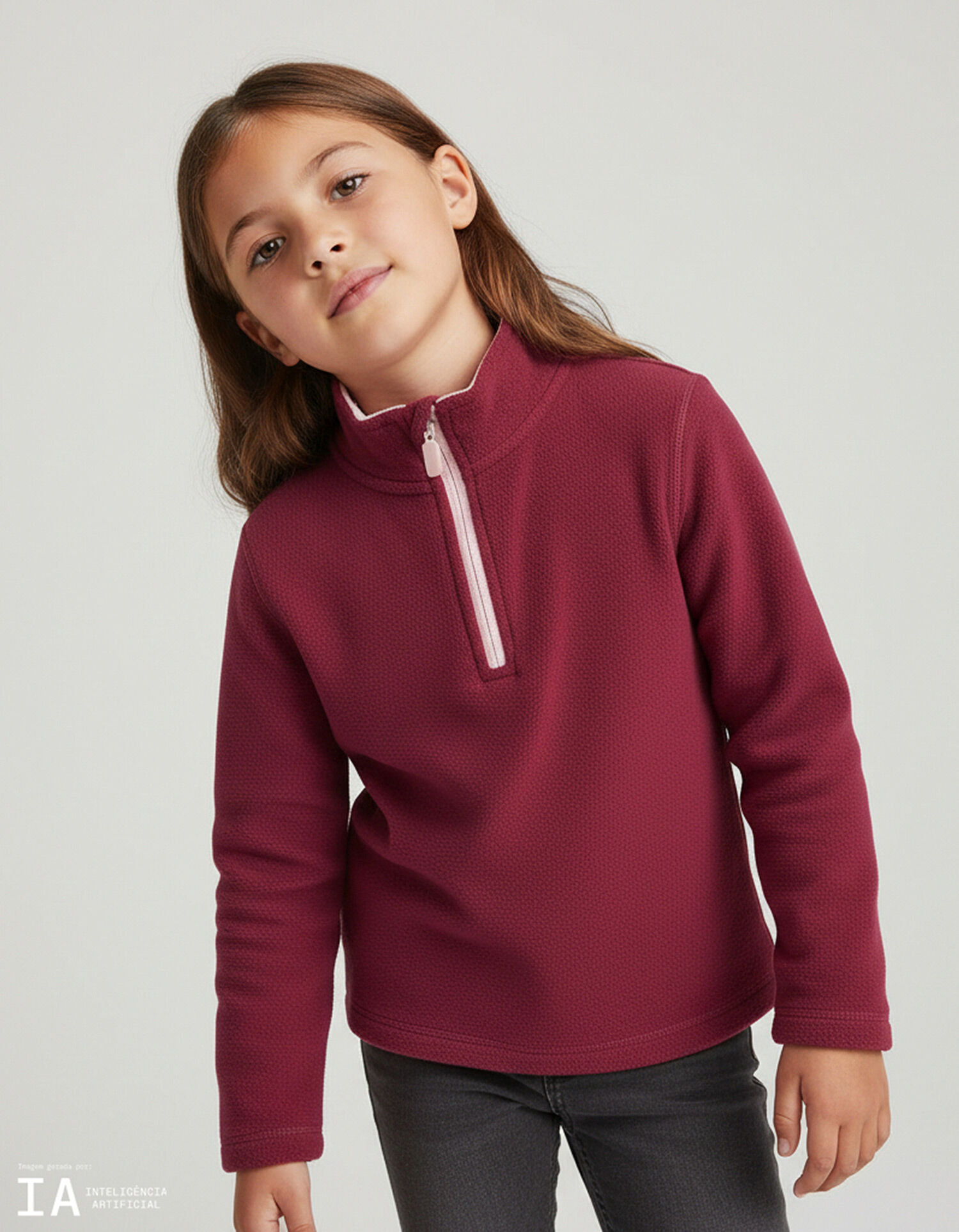 Comprar Online Camisola Polar com Fecho, Menina, Vermelho Escuro 