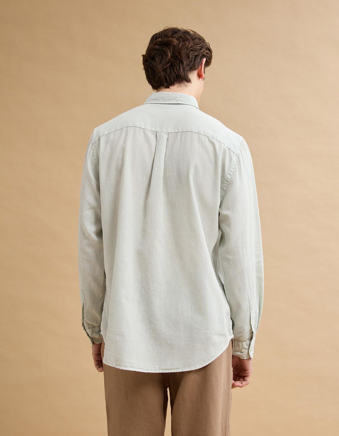 Camisa com Linho, Homem, Verde Claro