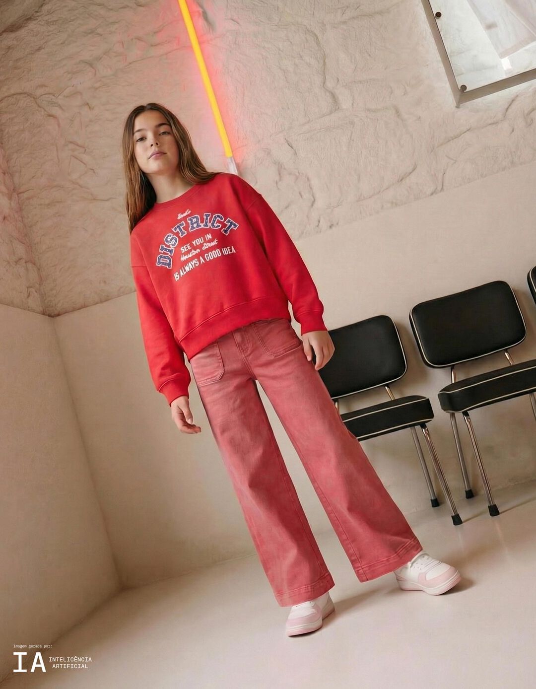 Cal&ccedil;as de Ganga 'Marine', Menina, Vermelho