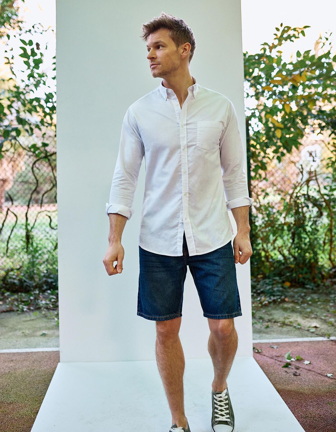 Camisa de Manga Comprida Oxford, Homem, Branco