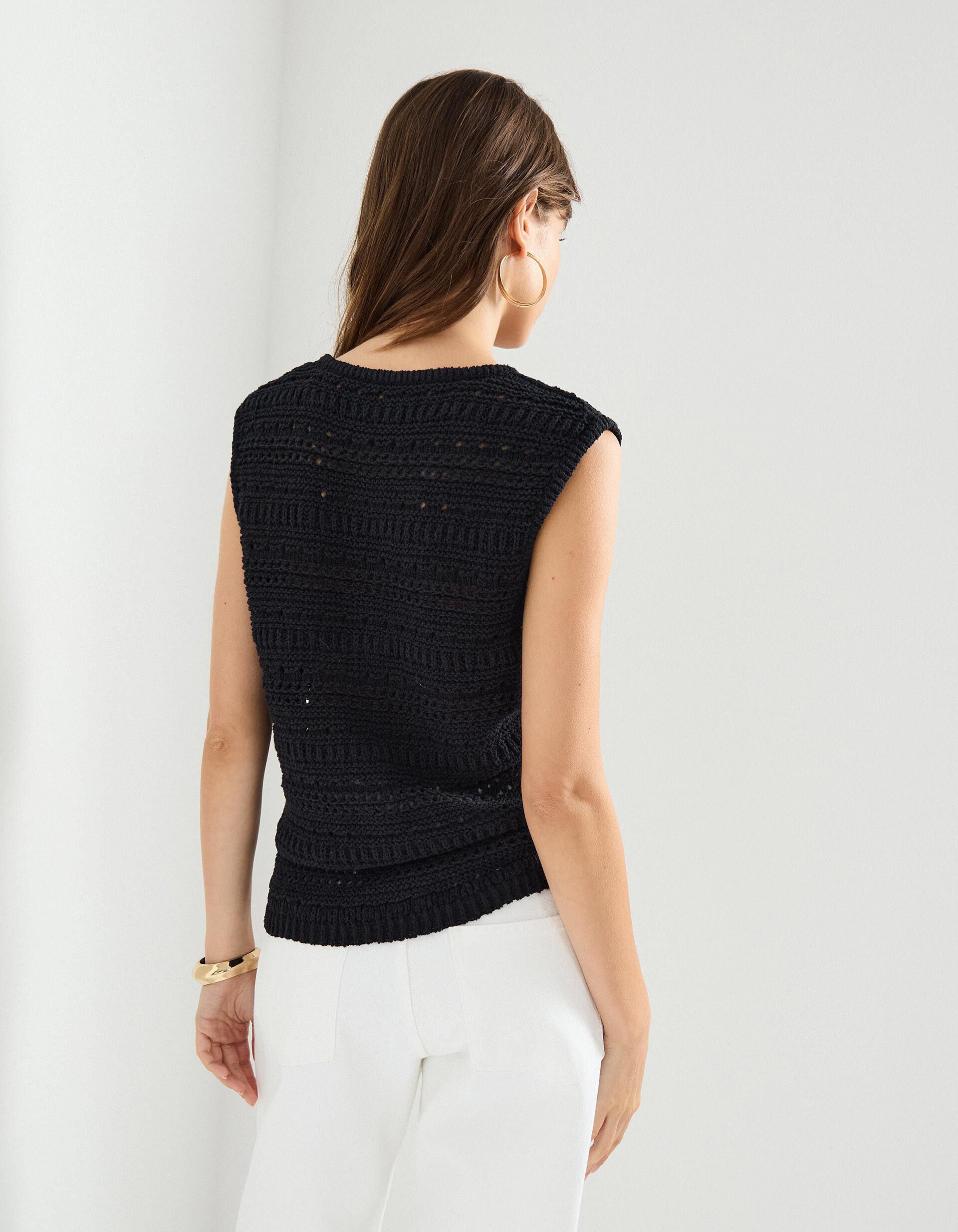 Comprar Online Colete de Crochet, Mulher, Preto