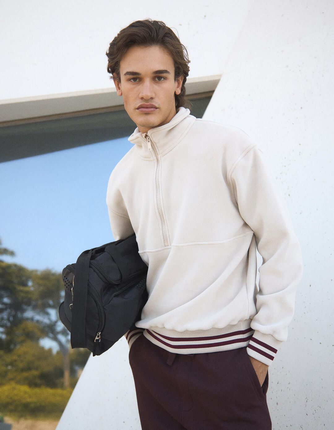 Camisola Polar com Fecho, Homem, Cinzento Claro