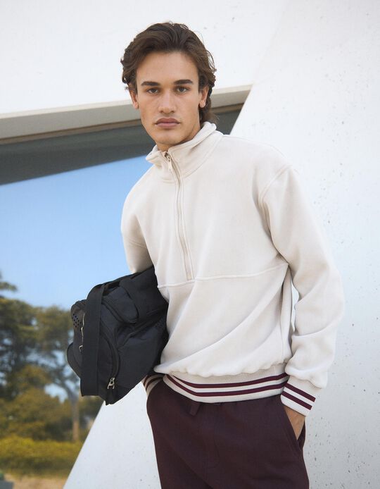 Comprar Online Camisola Polar com Fecho, Homem, Cinzento Claro