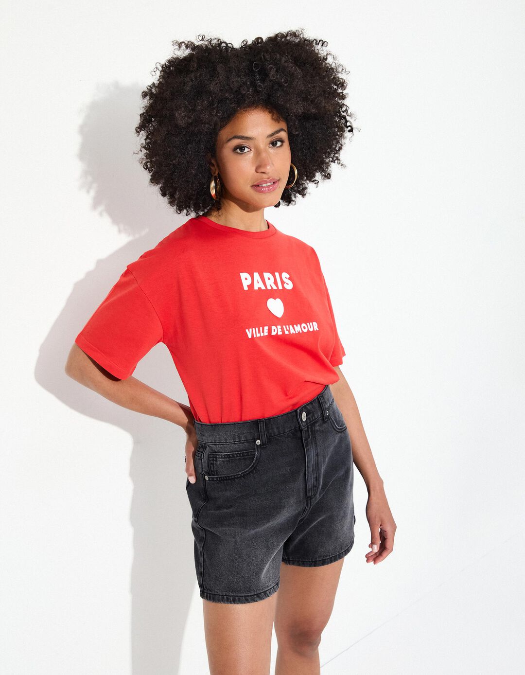 T-shirt Print, Mulher, Vermelho Claro 
