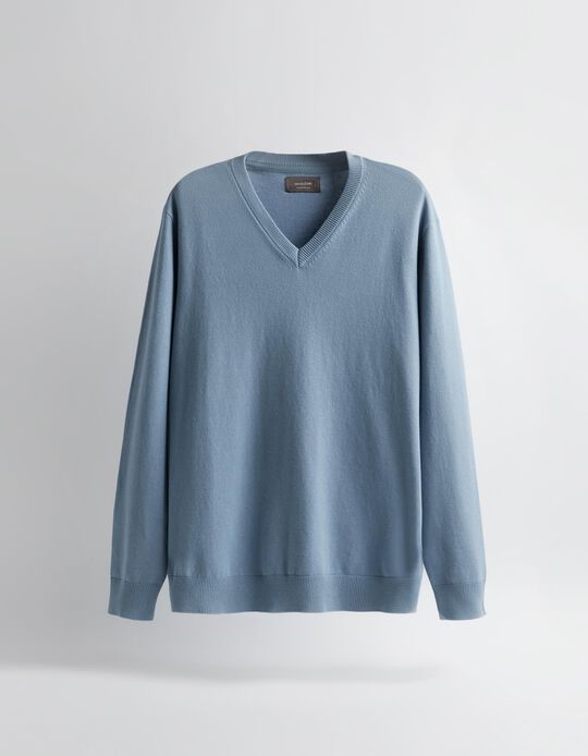 Comprar Online V Neckline Knitted Jumper, Men, Blue