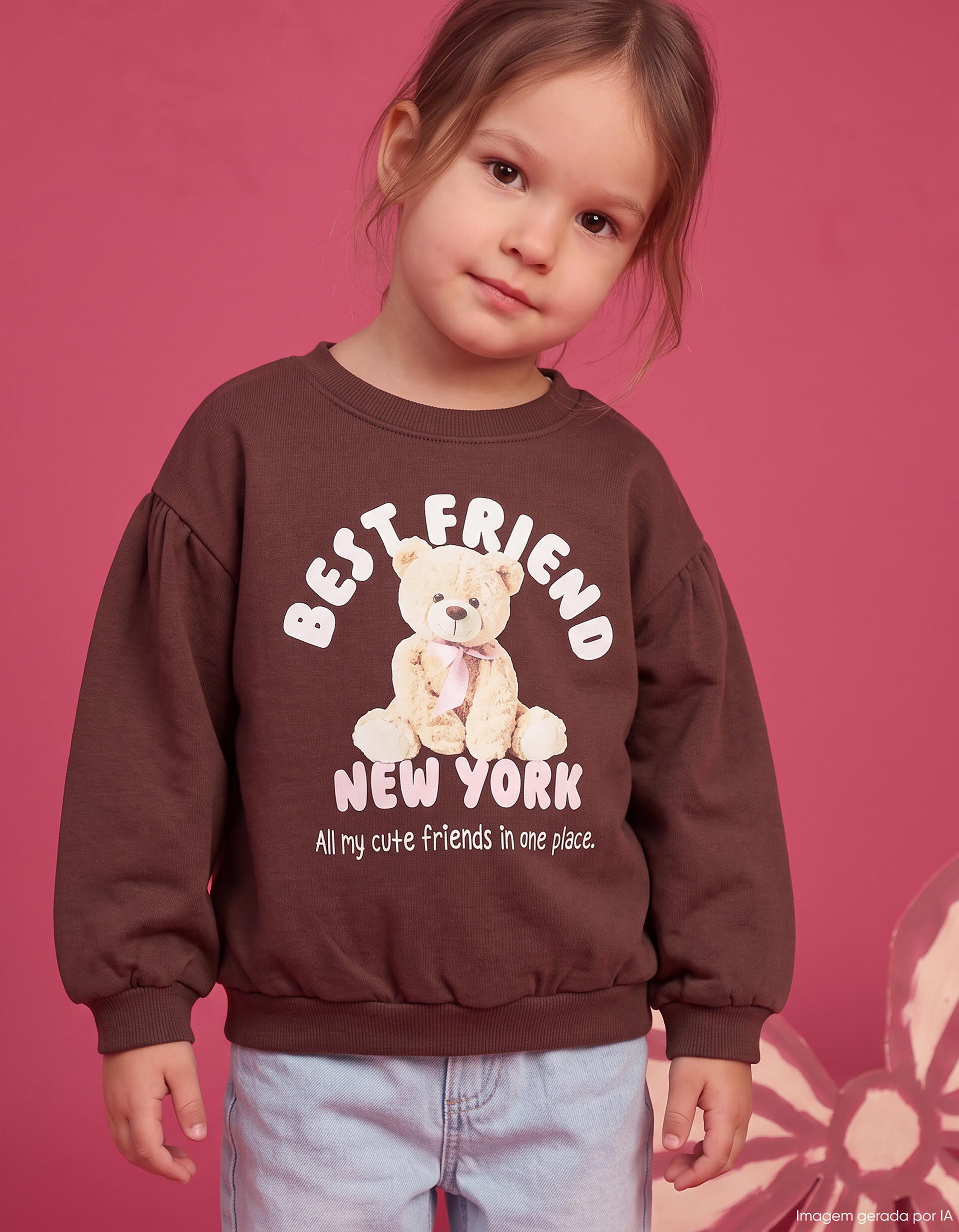 Comprar Online Sweatshirt Estampada, Menina, Castanho